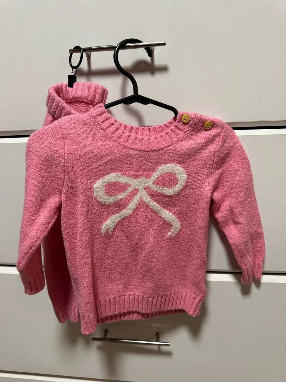 Old Navy Pink Sweater with Cream Bow set